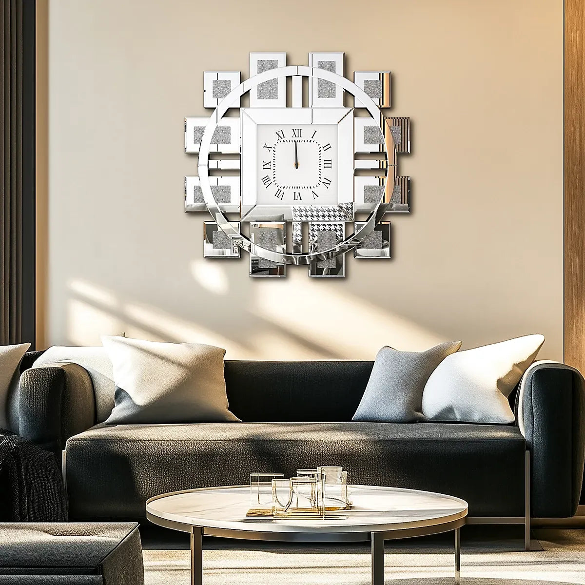 Artloge Crushed Diamond Inlay Wall Clock For Home Decor-Furniture Kingdom